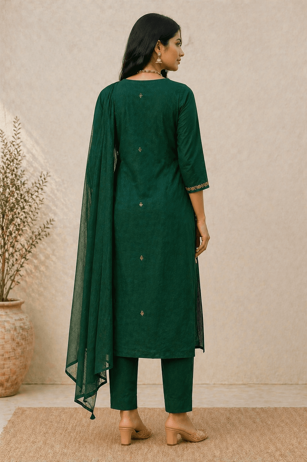 Green Embroidered Kurti view 4